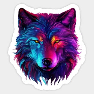 Neon wolf head Sticker
